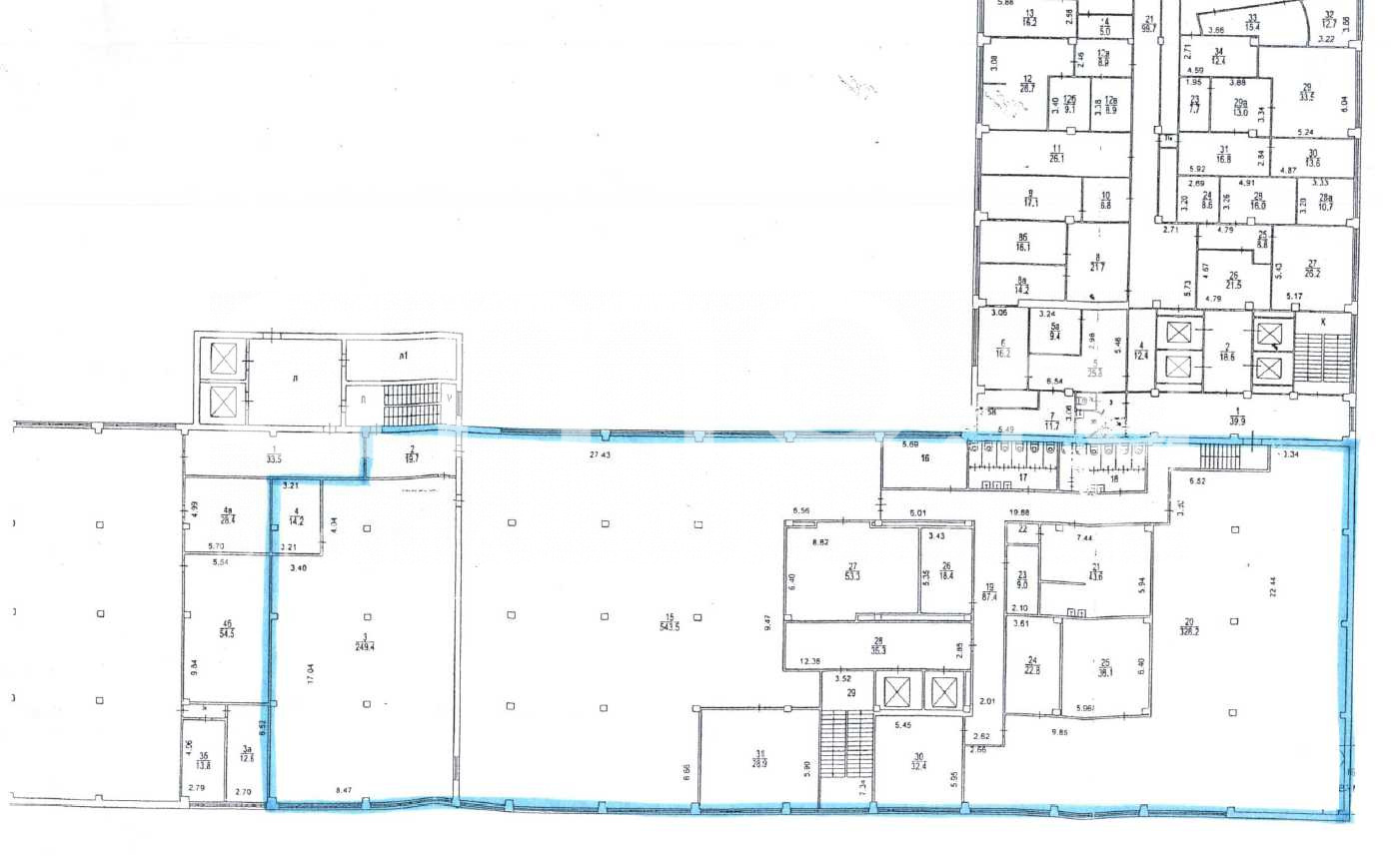 Планировка офиса 1614 м², 3 этаж, Административное здание «Кожевническая ул., 7, стр. 1, 2»